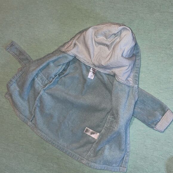 Carter’s 0-9 mo little Frog soft terry bathrobe light blue with hood NWOT - Picture 6 of 10